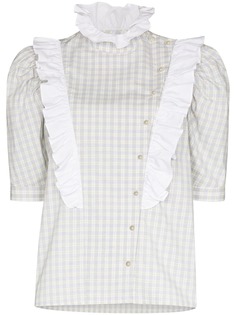 Batsheva блузка в клетку гингем с оборками