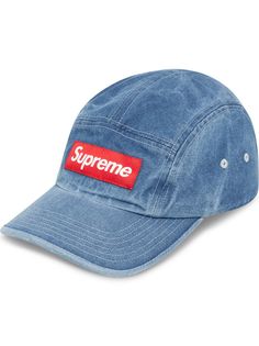 Supreme твиловая кепка с эффектом потертости