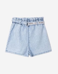Джинсовые шорты Paperbag с поясом для девочки Gloria Jeans