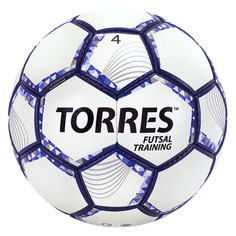 Мяч футбольный TORRES Futsal Training, для газона, 4-й размер, белый/фиолетовый [fs32044]
