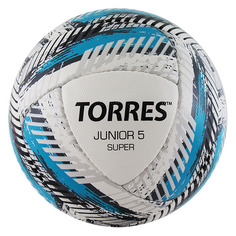 Мяч футбольный TORRES Junior-5 Super HS, для газона, белый/голубой [f320305]