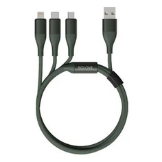 Кабель Xiaomi Solove DW2, Lightning (m)/USB Type-C (m)/micro USB (m) - USB (m), 1.2м, зеленый [dw2 green]