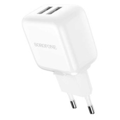 Сетевое зарядное устройство Borofone BA18 Vigorous, 2xUSB, 2.1A, белый Noname