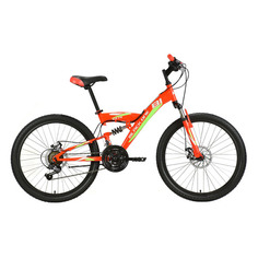 Велосипед BLACK ONE Ice FS 24 D горный (подростковый), колеса 24", красный/зеленый, 17.9кг