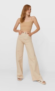 Stradivarius Укороченный Бесшовный Топ На Бретелях Цвет Камня S