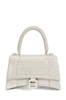 Серая кожаная сумка Hourglass Small Balenciaga