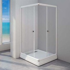 Душевой уголок Радомир Респект 1-03-1-0-0-1330 100х100х195, стекло прозрачное, поддон, профиль белый