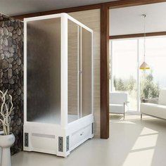 Душевой уголок Радомир Верчелли 1-03-1-2-0-0131 119х81х227, стекло матовое, поддон высокий, профиль белый, правый