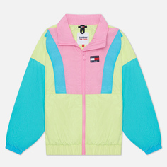 Женская куртка ветровка Tommy Jeans Colour-Blocked Tommy Badge Windbreaker, цвет зелёный