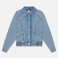 Женская джинсовая куртка Tommy Jeans Back Logo Cropped Denim Cargo, цвет голубой