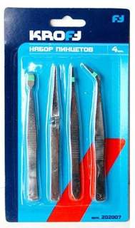 Набор пинцетов Kroft 105-120 мм, 4 шт (202007)