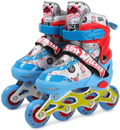 Роликовые коньки 1toy Hot Wheels, M (размер 34-37), светящиеся колеса (Т20205)