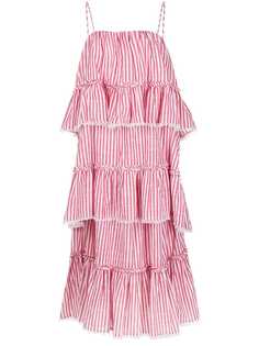 Cinq A Sept ярусное платье в вертикальную полоску