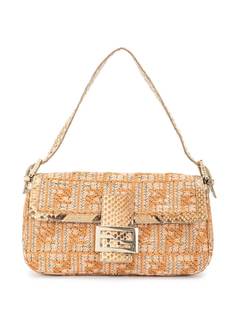 Fendi Pre-Owned плетеная сумка-тоут с логотипом FF