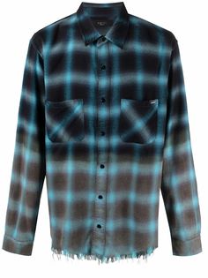AMIRI клетчатая рубашка с бахромой