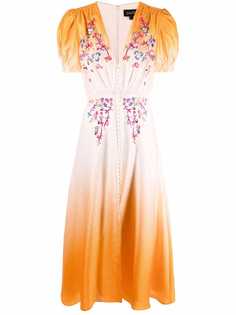 Saloni платье миди с эффектом градиента и вышивкой