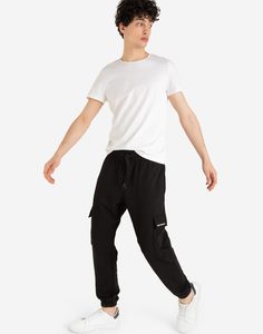 Чёрные спортивные брюки с карманами-карго Gloria Jeans