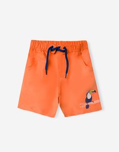 Оранжевые пляжные шорты с принтом для мальчика Gloria Jeans