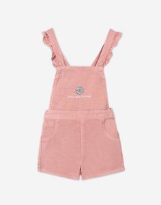 Розовый джинсовый комбинезон с вышивкой и оборками для девочки Gloria Jeans
