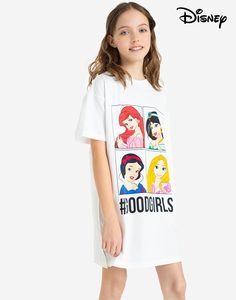 Белая ночная сорочка с принтом Disney для девочки Gloria Jeans