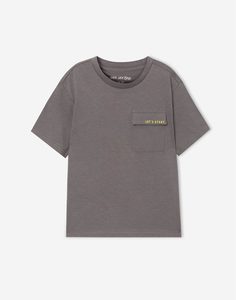 Серая футболка с карманом для мальчика Gloria Jeans