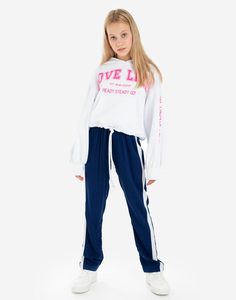 Синие брюки с лампасами для девочки Gloria Jeans