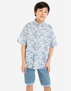Рубашка oversize с растительным принтом для мальчика Gloria Jeans