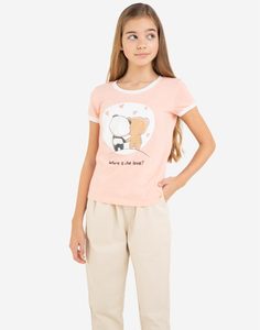 Персиковая футболка с мишками для девочки Gloria Jeans