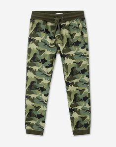 Хаки брюки-джоггеры с динозаврами для мальчика Gloria Jeans