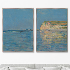 Набор из 2-х репродукций картин на холсте low tide at pourville (картины в квартиру) голубой 75x105 см.