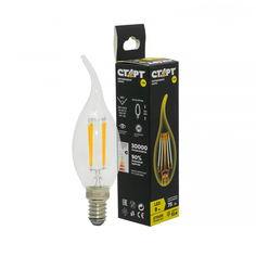 Лампа Старт LED филаментная Е14 9W теплый, свеча на ветру