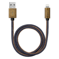 Кабель Deppa Jeans, Lightning (m) - USB (m), 1.2м, MFI, в оплетке, 2.4A, синий [72275]