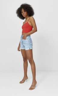 Stradivarius Укороченный Бесшовный Топ На Бретелях Красный S