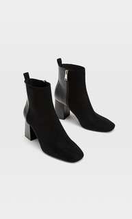 Stradivarius Комбинированные Ботильоны На Каблуке Черный 39