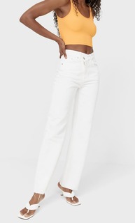 Stradivarius Джинсы Прямого Кроя С Асимметричным Поясом Белый 42