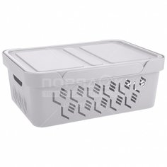 Ящик хозяйственный, 38х27.6х14 см, Бытпласт Deluxe С32057, светло-серый