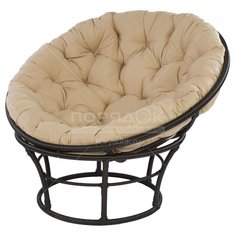 Кресло садовое Папасан П-02 черное с бежевой подушкой, 84х108 см