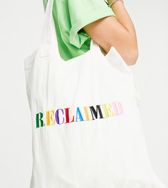 Белая сумка-тоут с вышитым разноцветным логотипом Reclaimed Vintage Inspired-Белый