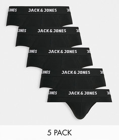 Набор из 5 черных трусов с логотипом Jack & Jones-Черный цвет