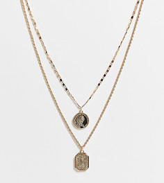 Золотистое ожерелье в несколько рядов с подвеской со святым Христофором Reclaimed Vintage Inspired-Золотистый