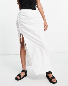 Белая юбка миди со сборками сбоку от комплекта Parisian-Белый