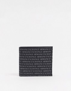 Черный бумажник со сплошным принтом логотипа Armani Exchange-Черный цвет