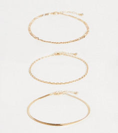 Набор из 3 золотистых браслетов-цепочек на ногу ASOS DESIGN Curve-Золотистый