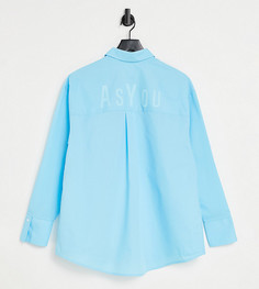Голубая oversized-рубашка с фирменным элементом на спине ASYOU-Голубой