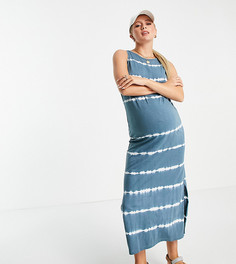 Голубое платье макси из тонкого трикотажа джерси с эффектом тай-дай для будущих мам Mamalicious Maternity-Многоцветный Mama.Licious
