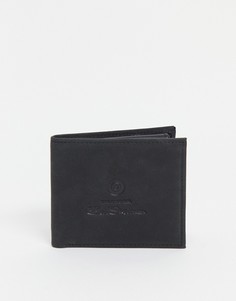 Черный складной кожаный бумажник с логотипом-надписью Ben Sherman