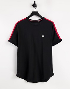 Черная футболка для дома с красной тесьмой от комплекта Le Breve-Черный цвет