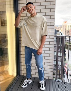 Oversized-футболка из плотного трикотажа с принтом логотипа на груди и спине ASOS Unrvlld Spply-Neutral