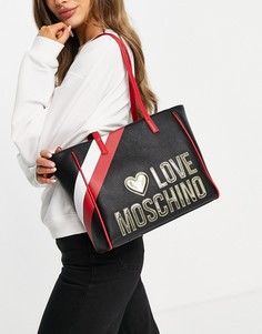 Черная сумка-тоут с большим логотипом Love Moschino-Черный цвет