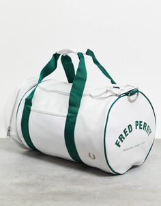 Классическая спортивная сумка белого цвета с зеленой отделкой Fred Perry-Белый